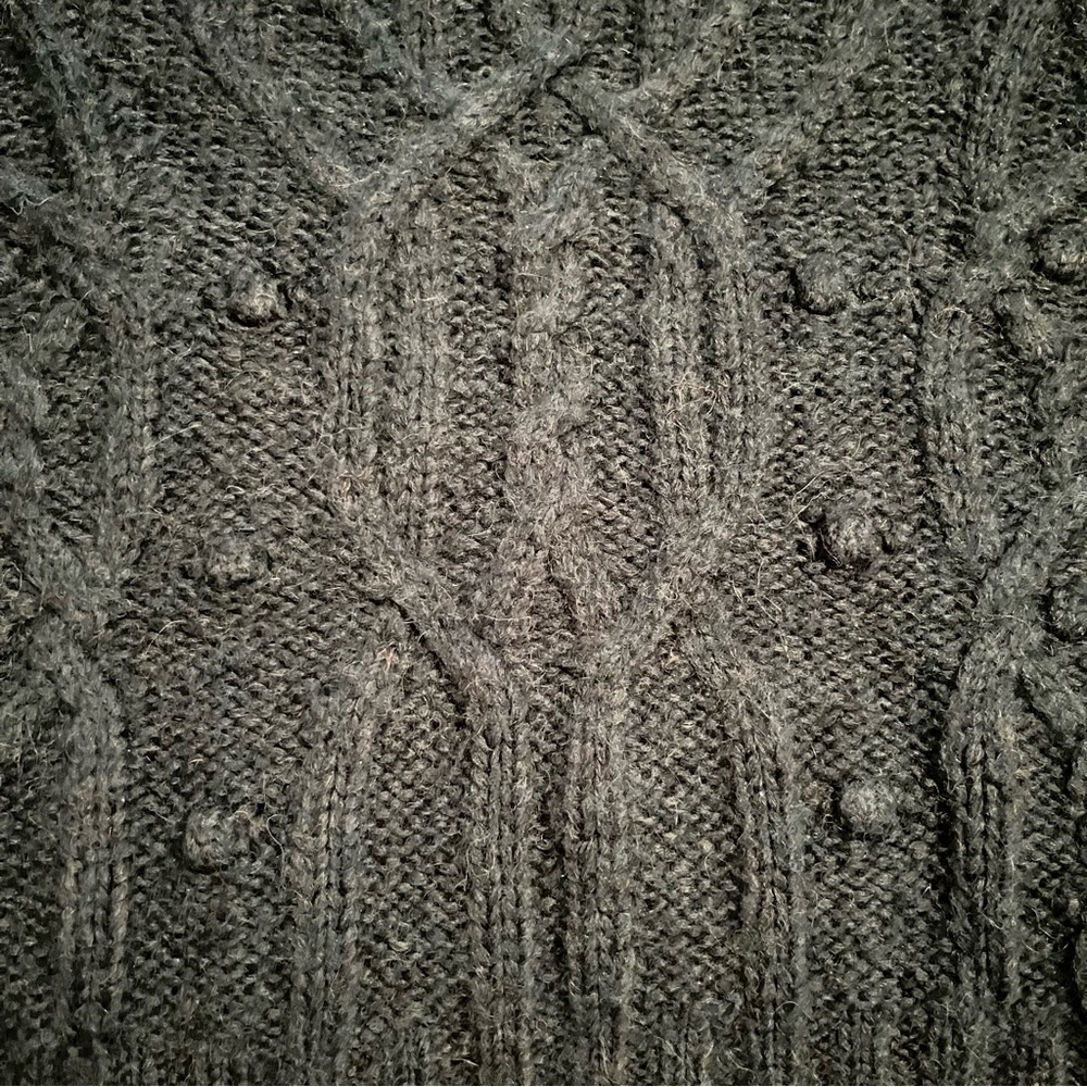 VINCE Interlaced Cable Knit Turtleneck Sweater Dark Malachite Sz M Alpaca Wool - Picture 6 of 15